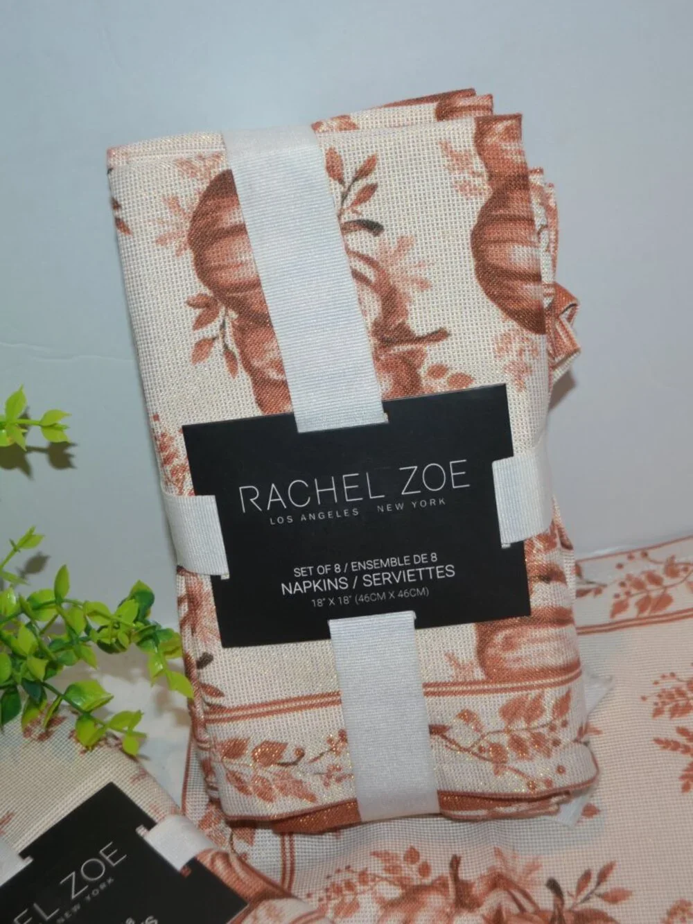 Fall Napkins 24 Rachel Zoe Metallic Copper New with Tags